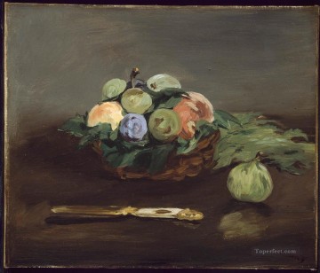  fruit Oil Painting - Basket Of Fruit still life Impressionism Edouard Manet